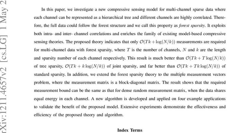 Forest Sparsity for Multi-channel Compressive Sensing