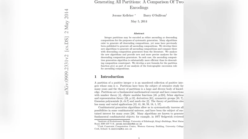 Generating All Partitions: A Comparison Of Two Encodings