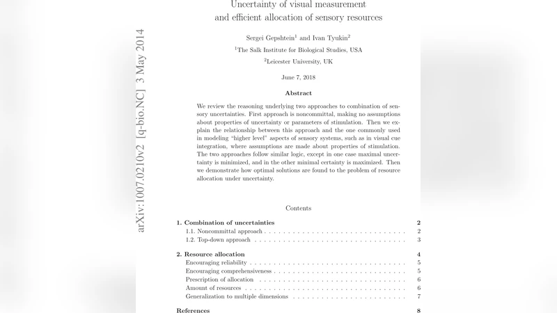 Uncertainty of visual measurement and efficient allocation of sensory   resources