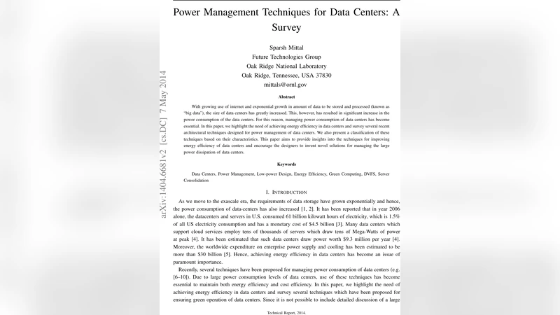 Power Management Techniques for Data Centers: A Survey