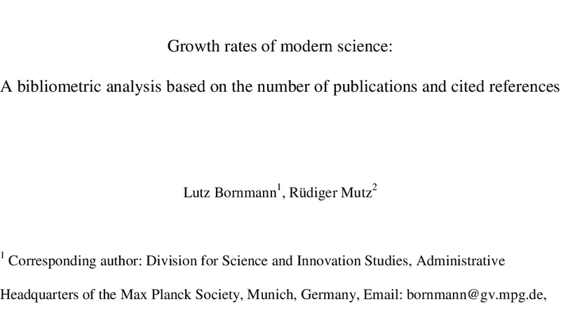 Growth rates of modern science: A bibliometric analysis based on the   number of publications and cited references