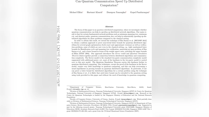 Can Quantum Communication Speed Up Distributed Computation?