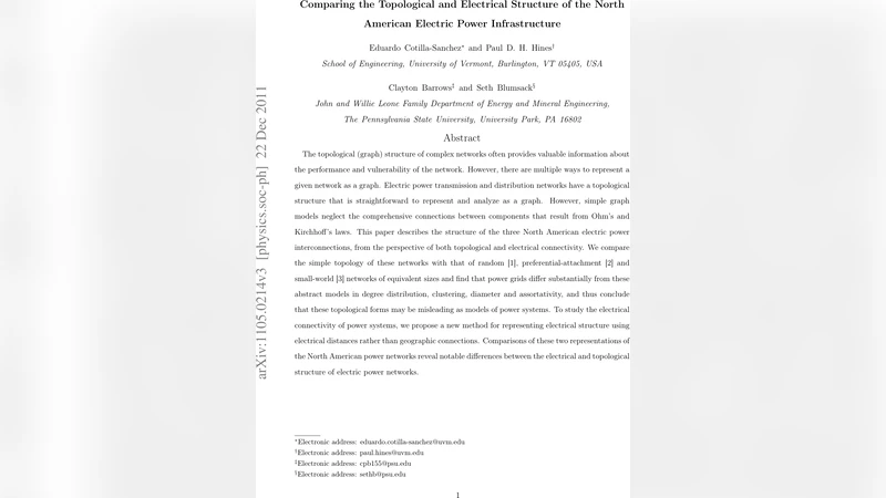 Comparing the Topological and Electrical Structure of the North American   Electric Power Infrastructure