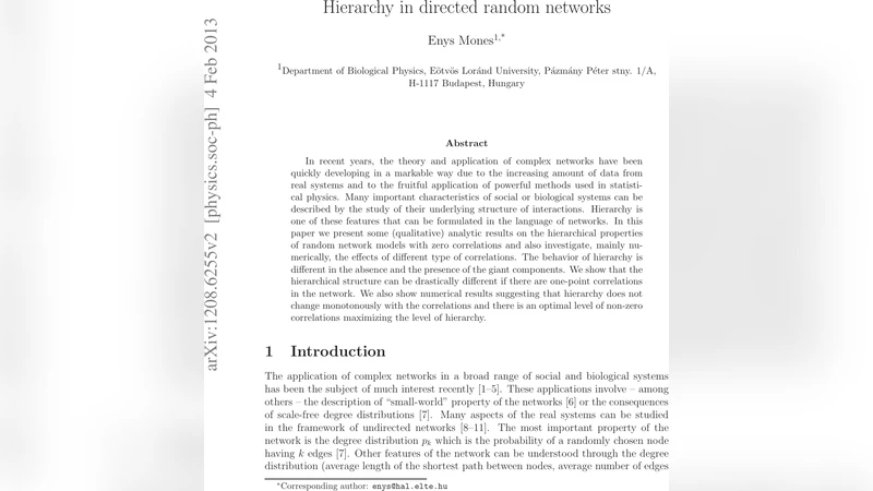 Hierarchy in directed random networks