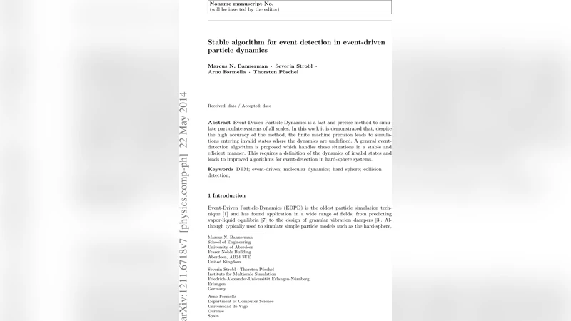 Stable algorithm for event detection in event-driven particle dynamics