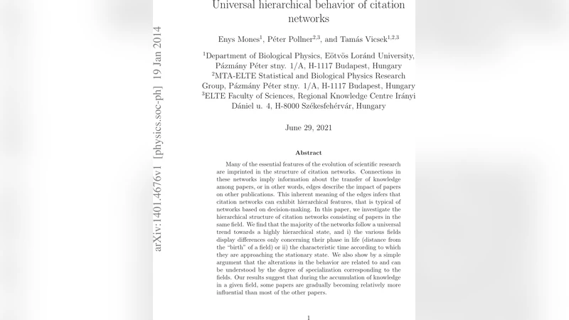 Universal hierarchical behavior of citation networks