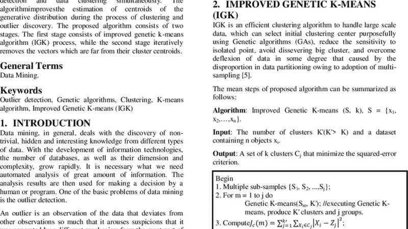 Outlier Detection using Improved Genetic K-means