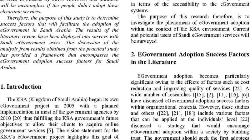 Success Factors Contributing to eGovernment Adoption in Saudi Arabia:   G2C approach