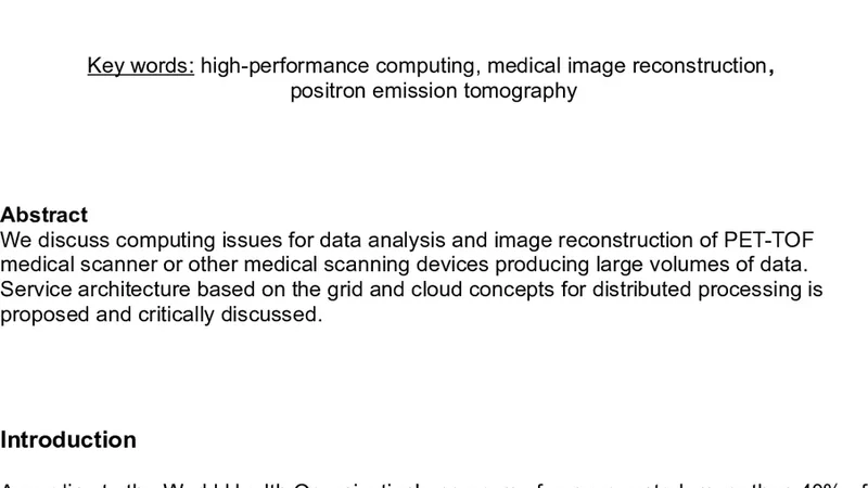 Computing support for advanced medical data analysis and imaging