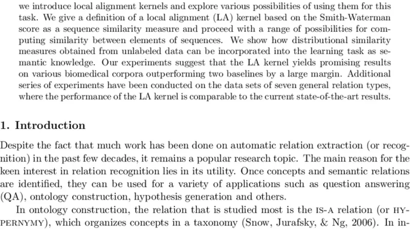 Using Local Alignments for Relation Recognition