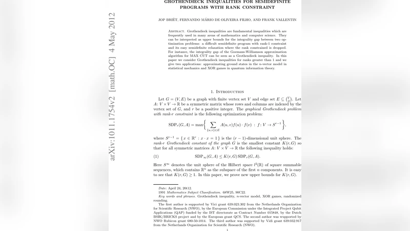 Grothendieck inequalities for semidefinite programs with rank constraint