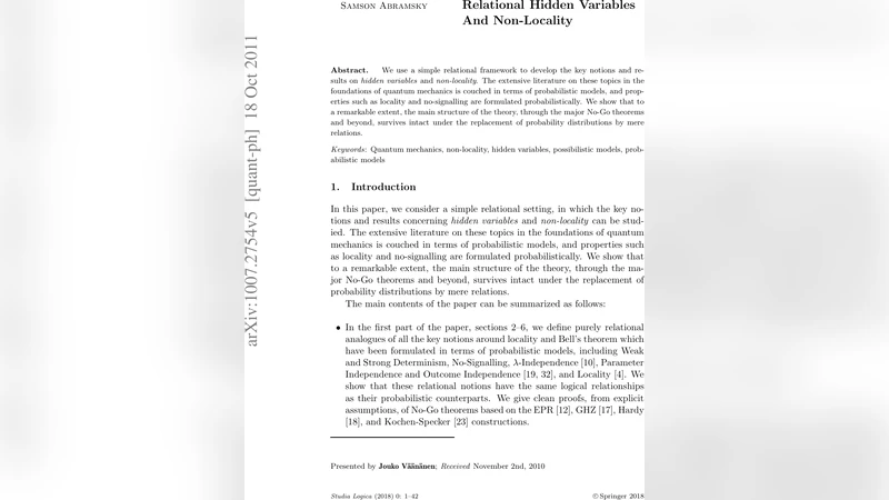 Relational Hidden Variables and Non-Locality