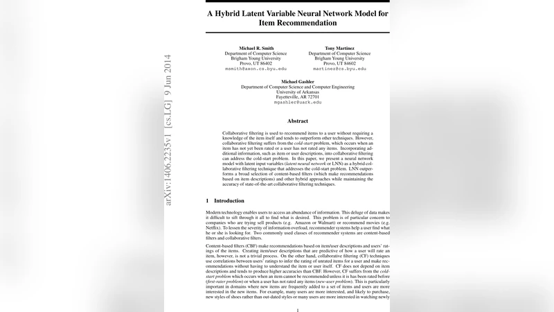 A Hybrid Latent Variable Neural Network Model for Item Recommendation