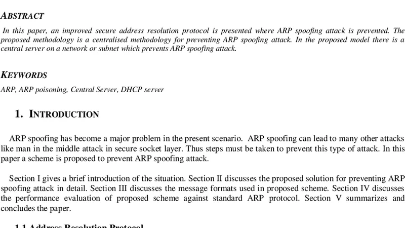 Improved Secure Address Resolution Protocol