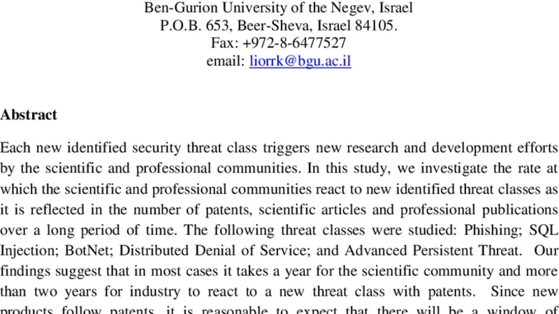 Reaction to New Security Threat Class