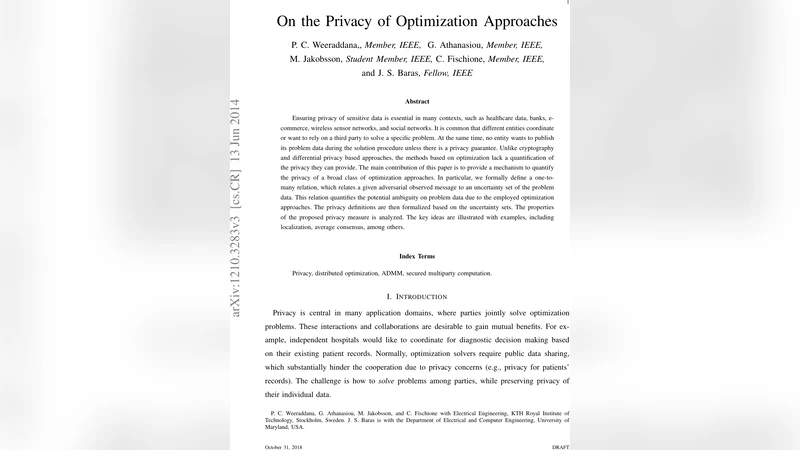 On the Privacy of Optimization Approaches