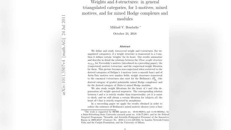 Weights and t-structures: in general triangulated categories, for   1-motives, mixed motives, and for mixed Hodge complexes and modules