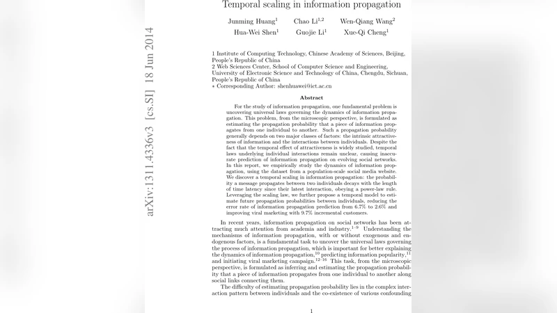 Temporal scaling in information propagation