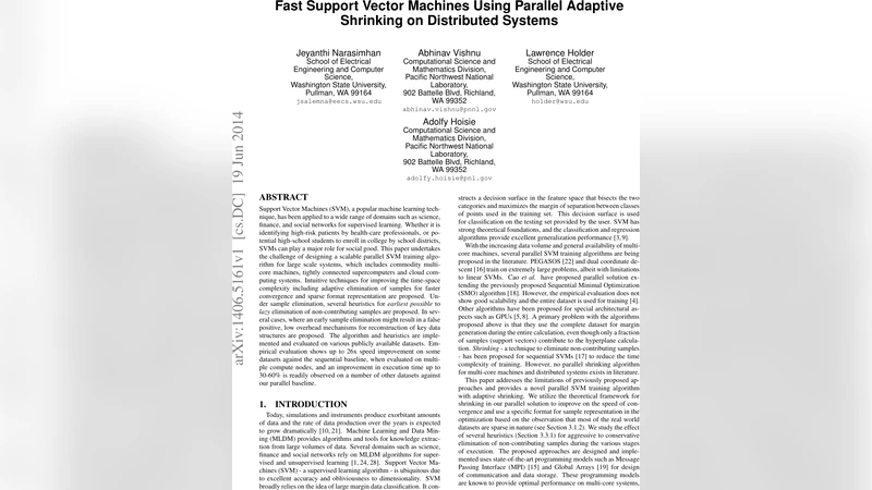 Fast Support Vector Machines Using Parallel Adaptive Shrinking on   Distributed Systems