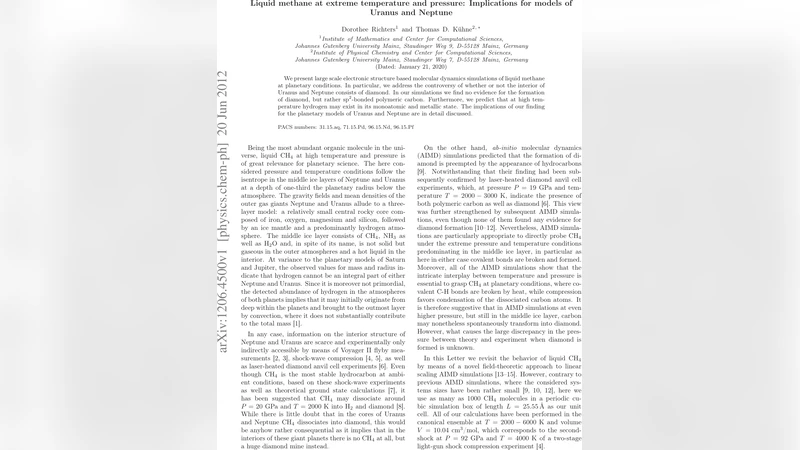 Liquid methane at extreme temperature and pressure: Implications for   models of Uranus and Neptune
