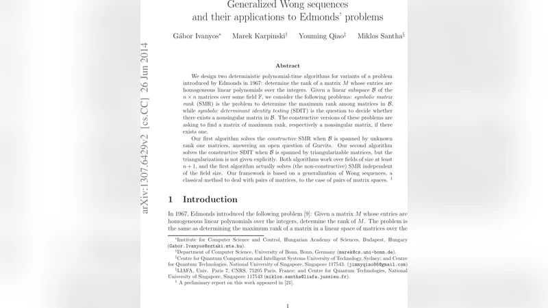 Generalized Wong sequences and their applications to Edmonds problems