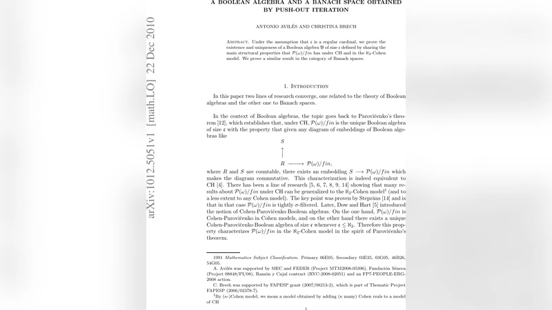 A Boolean algebra and a Banach space obtained by push-out iteration