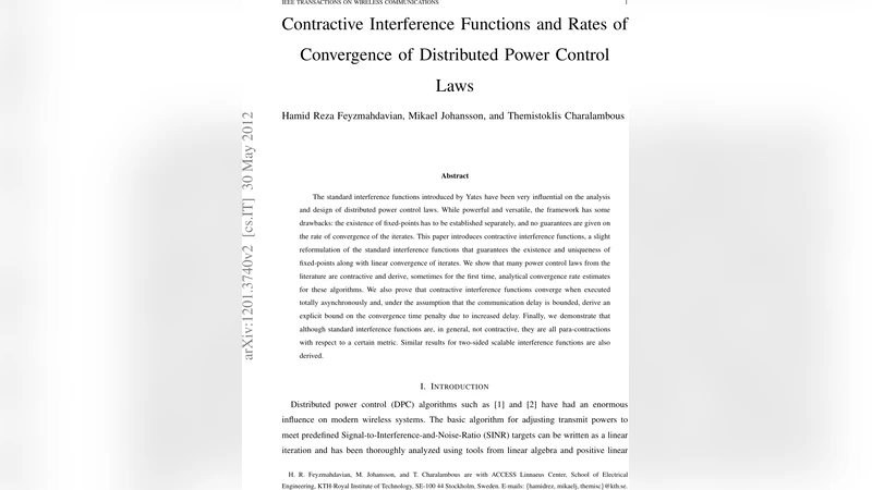 Contractive Interference Functions and Rates of Convergence of   Distributed Power Control Laws