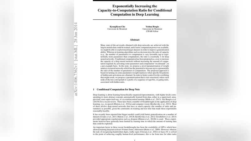 Exponentially Increasing the Capacity-to-Computation Ratio for   Conditional Computation in Deep Learning