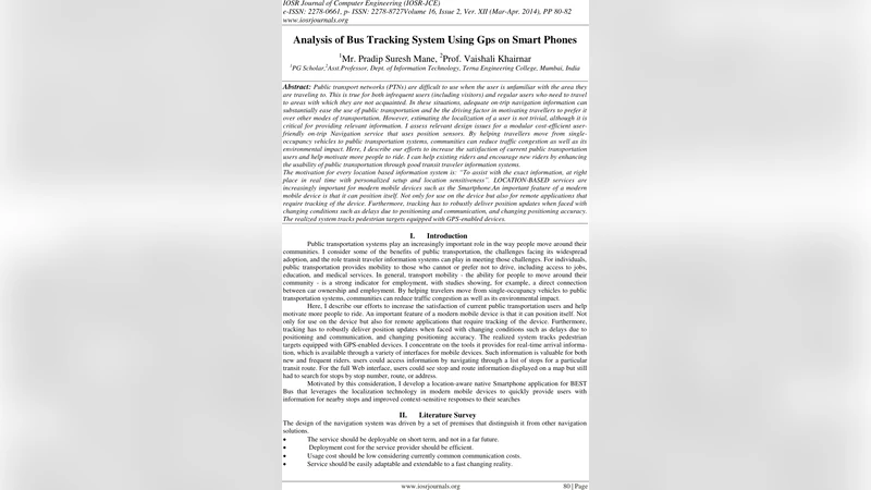 Analysis of Bus Tracking System Using GPS on Smartphones