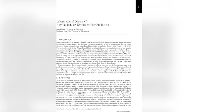 Laboratories of Oligarchy? How the Iron Law Extends to Peer Production