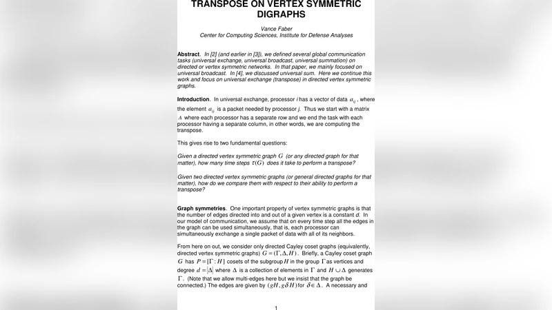 Transpose on vertex symmetric digraphs