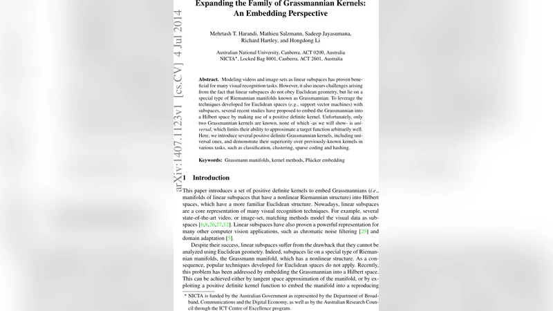 Expanding the Family of Grassmannian Kernels: An Embedding Perspective