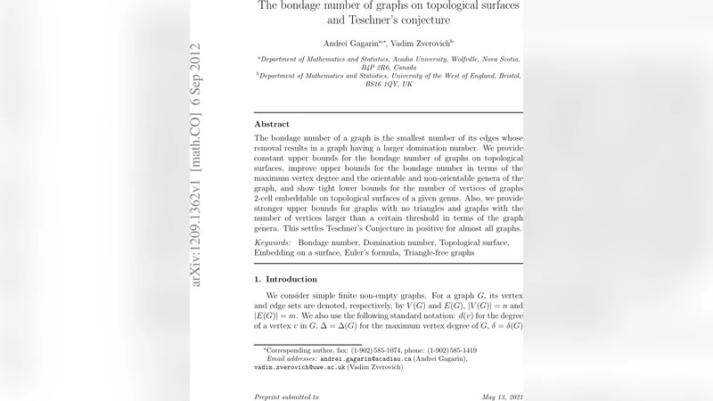 The bondage number of graphs on topological surfaces and Teschners   conjecture