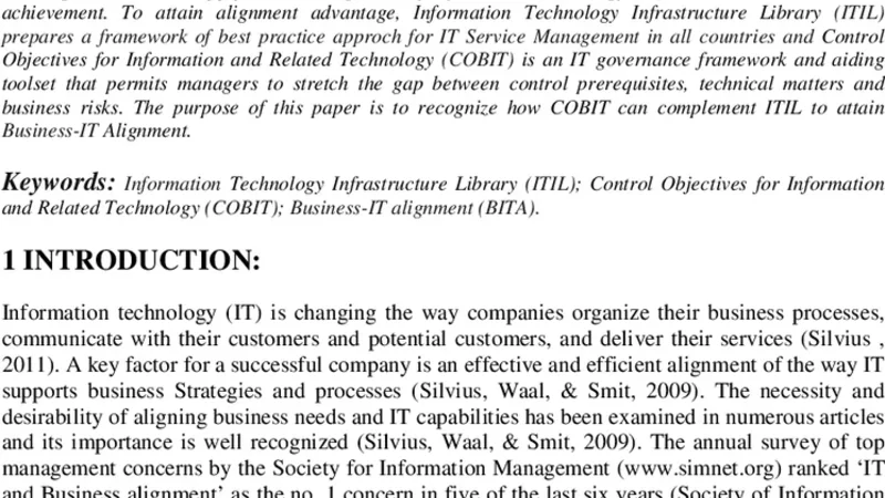 How COBIT Can Complement ITIL TO Achieve BIT