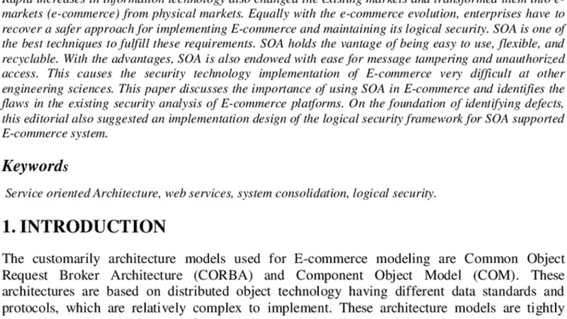 Desiging a logical security framework for e-commerce system based on soa