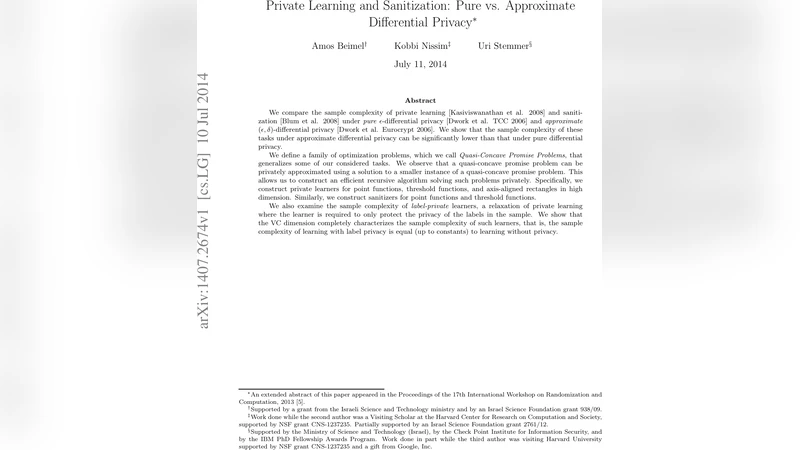 Private Learning and Sanitization: Pure vs. Approximate Differential   Privacy