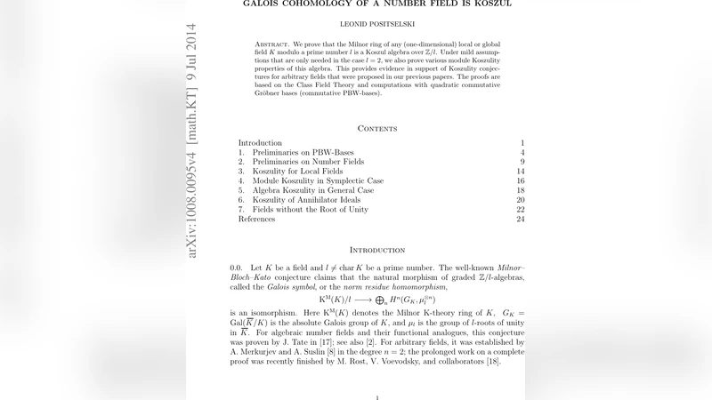 Galois cohomology of a number field is Koszul