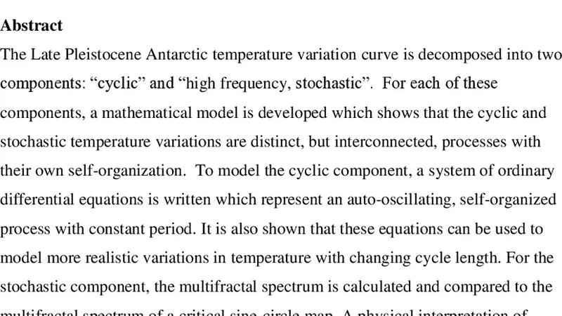 Self-organization of the Earths climate system versus   Milankovitch-Berger astronomical cycles