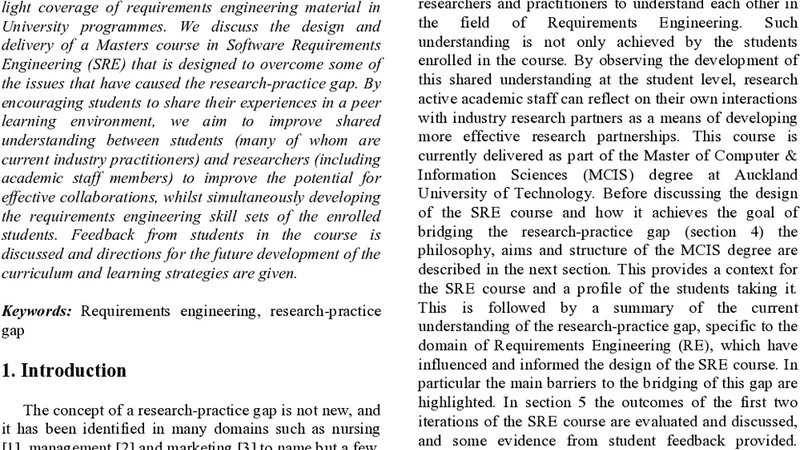 Bridging the Research-Practice Gap in Requirements Engineering through   Effective Teaching and Peer Learning