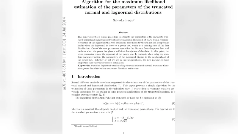 Algorithm for the maximum likelihood estimation of the parameters of the   truncated normal and lognormal distributions