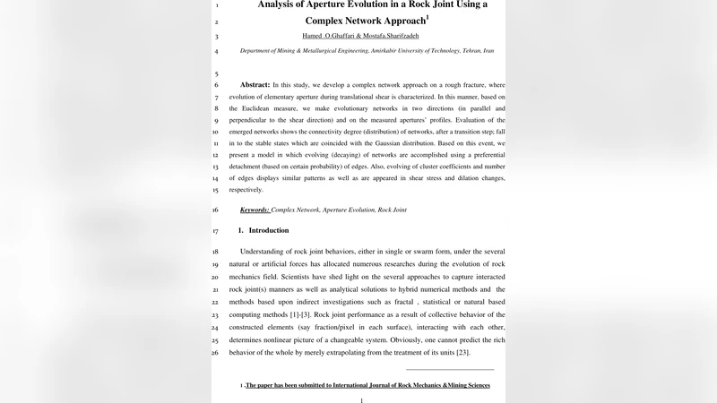 Analysis of Aperture Evolution in a Rock Joint Using a Complex Network   Approach