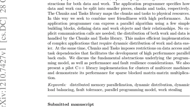 Chunks and Tasks: a programming model for parallelization of dynamic   algorithms