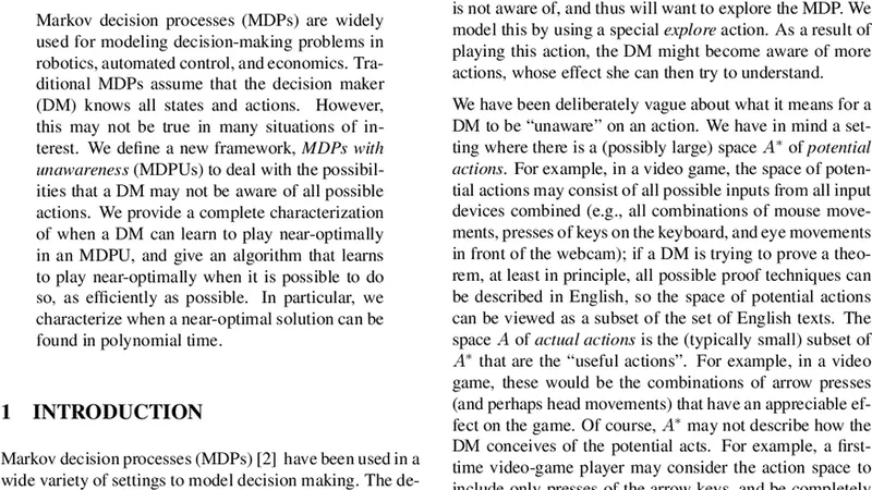 MDPs with Unawareness