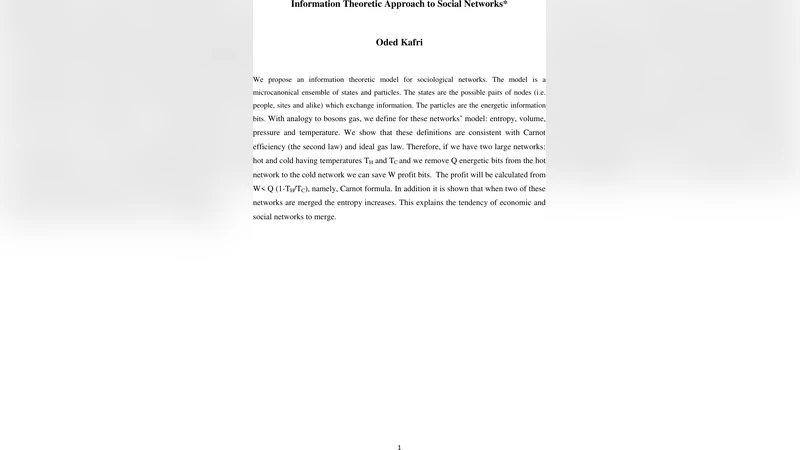 Information Theoretic Approach to Social Networks