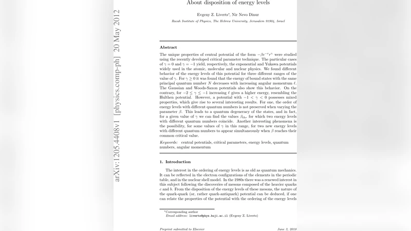 About disposition of energy levels