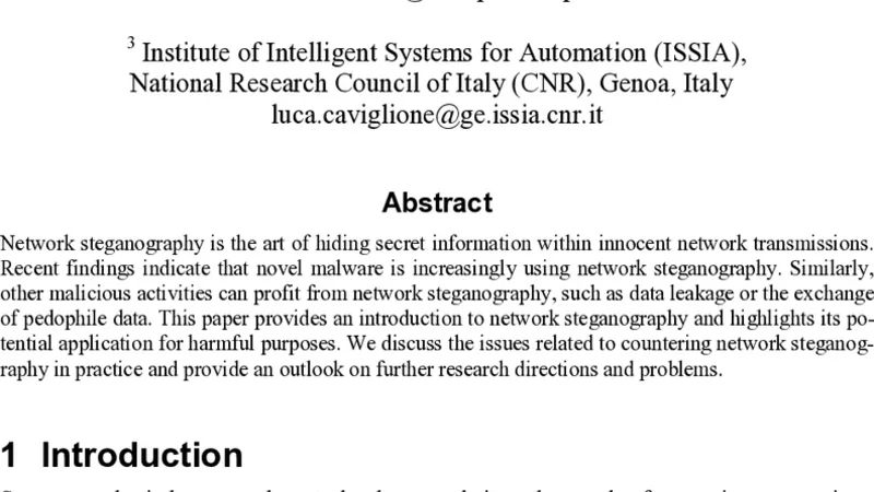 Hidden and Uncontrolled - On the Emergence of Network Steganographic   Threats