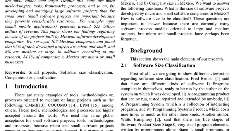 The Size of Software Projects Developed by Mexican Companies