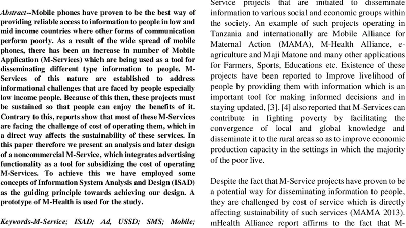 System Analysis and Design for integrated sponsored SMS/USSD Based   M-Services (A case study of Maternal Health M-Service in Tanzania)