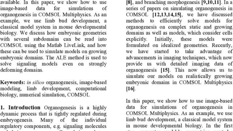 Simulating Organogenesis in COMSOL: Image-based Modeling