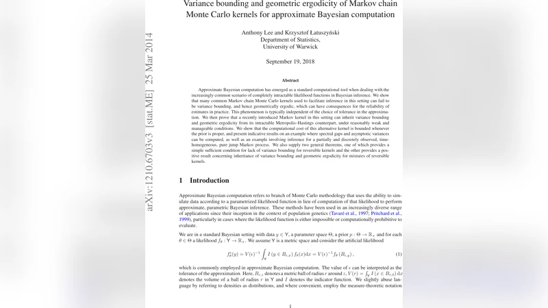 Variance bounding and geometric ergodicity of Markov chain Monte Carlo   kernels for approximate Bayesian computation